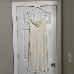 BHLDN Cali Satin Cowl-Neck Midi Slip Dress